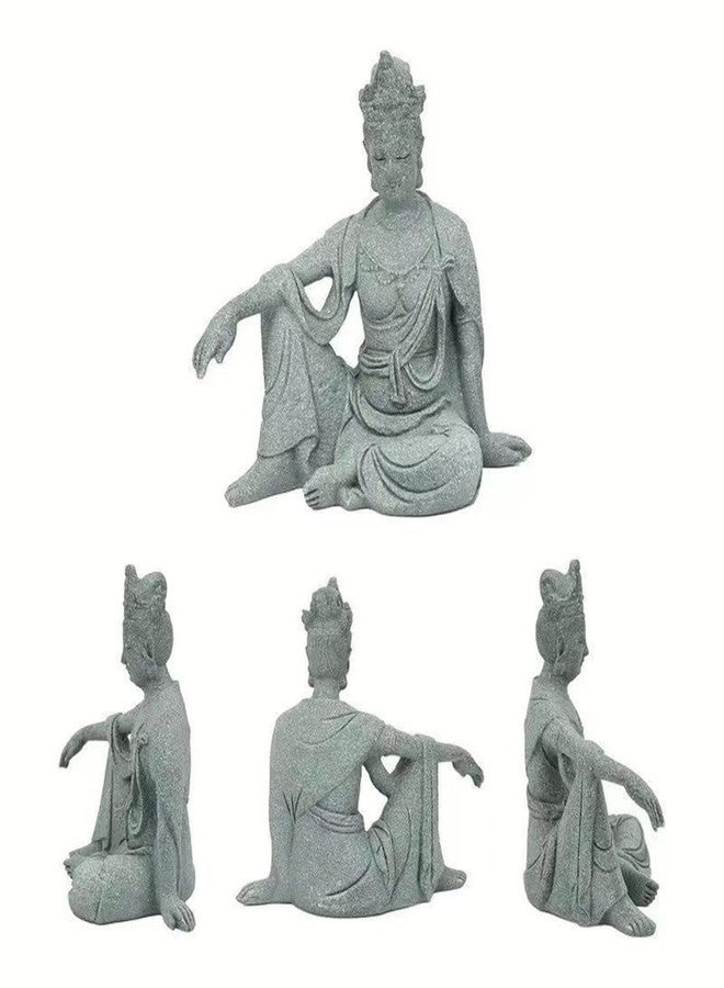 livelyfish Little Aquarium Buddha Statue Sandstone Buddha Figurine Zen Buddhism Statues for Fish Tank Garden Decoration(S, Gray) - Image 5